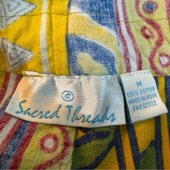 Sacred Threads Vintage Patchwork Overalls Romper M Cottagecore Hippie Boho - Picture 13 of 14